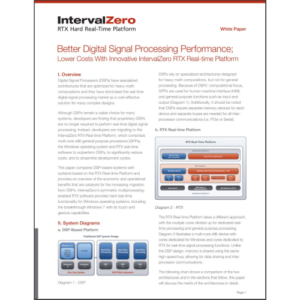 Better Digital Signal Processing Performance; Lower Costs With Innovative IntervalZero RTX Real-time Platform