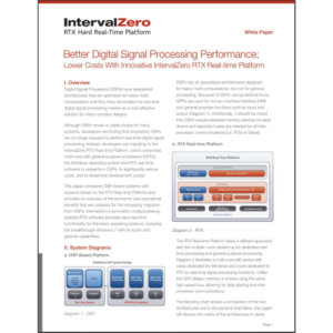 Better Digital Signal Processing Performance; Lower Costs With Innovative IntervalZero RTX Real-time Platform