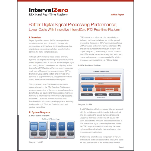 Better Digital Signal Processing Performance; Lower Costs With Innovative IntervalZero RTX Real-time Platform